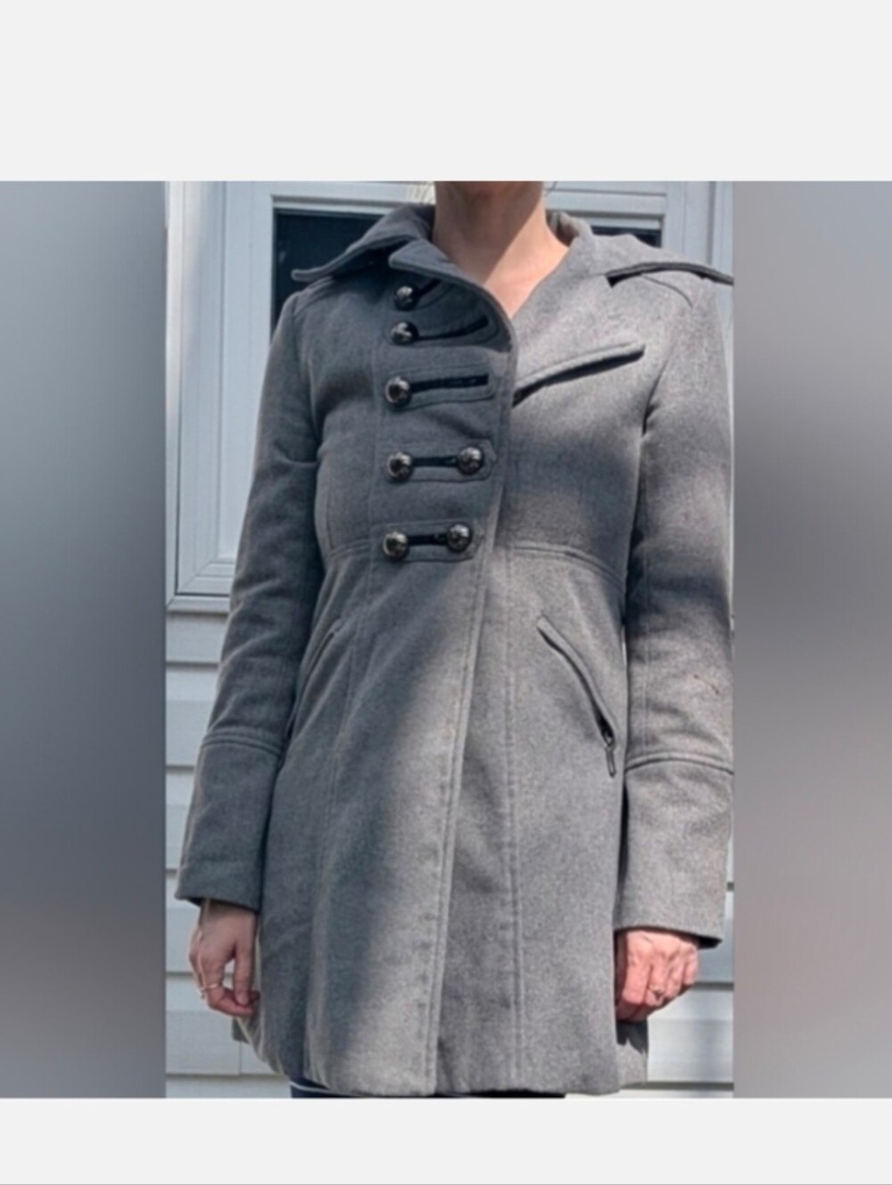Suzy Shier Grey Coat With Pewter Buttons